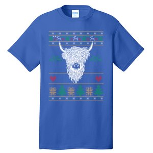 Cool Highland Cow Ugly Christmas Sweater Funny Animal Lover Cool Gift Tall T-Shirt