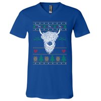 Cool Highland Cow Ugly Christmas Sweater Funny Animal Lover Cool Gift V-Neck T-Shirt