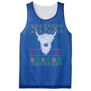 Cool Highland Cow Ugly Christmas Sweater Funny Animal Lover Cool Gift Mesh Reversible Basketball Jersey Tank