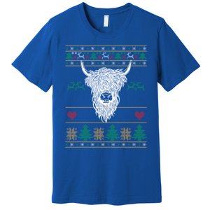 Cool Highland Cow Ugly Christmas Sweater Funny Animal Lover Cool Gift Premium T-Shirt