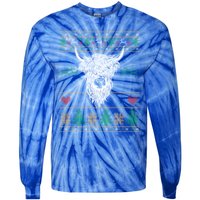 Cool Highland Cow Ugly Christmas Sweater Funny Animal Lover Cool Gift Tie-Dye Long Sleeve Shirt