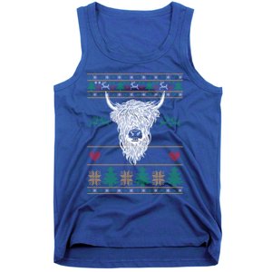 Cool Highland Cow Ugly Christmas Sweater Funny Animal Lover Cool Gift Tank Top