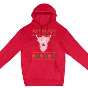 Cool Highland Cow Ugly Christmas Sweater Funny Animal Lover Cool Gift Premium Pullover Hoodie