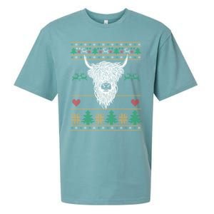 Cool Highland Cow Ugly Christmas Sweater Funny Animal Lover Cool Gift Sueded Cloud Jersey T-Shirt