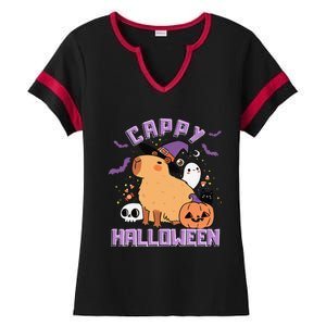 Cappy Halloween Cute Capybara Halloween Ladies Halftime Notch Neck Tee