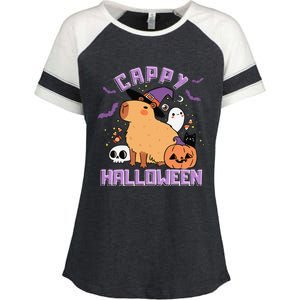 Cappy Halloween Cute Capybara Halloween Enza Ladies Jersey Colorblock Tee