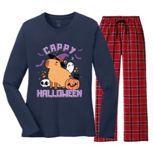 Cappy Halloween Cute Capybara Halloween Women's Long Sleeve Flannel Pajama Set 