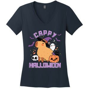 Cappy Halloween Cute Capybara Halloween Women's V-Neck T-Shirt