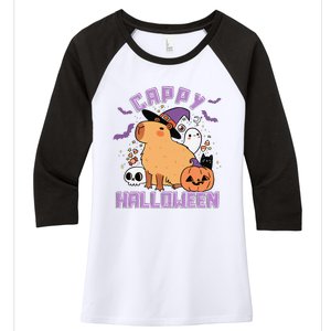 Cappy Halloween Cute Capybara Halloween Women's Tri-Blend 3/4-Sleeve Raglan Shirt