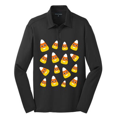 Cute Halloween Candy Corn Costume Candies Silk Touch Performance Long Sleeve Polo