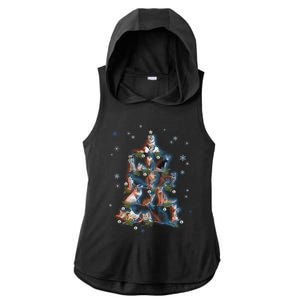 Classic Holiday Cat And Kitten Christmas Ree Ladies PosiCharge Tri-Blend Wicking Draft Hoodie Tank