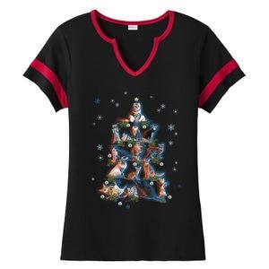 Classic Holiday Cat And Kitten Christmas Ree Ladies Halftime Notch Neck Tee