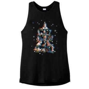 Classic Holiday Cat And Kitten Christmas Ree Ladies PosiCharge Tri-Blend Wicking Tank