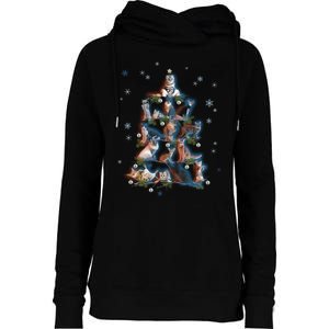 Classic Holiday Cat And Kitten Christmas Ree Womens Funnel Neck Pullover Hood