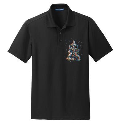 Classic Holiday Cat And Kitten Christmas Ree Dry Zone Grid Polo