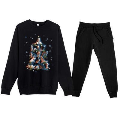 Classic Holiday Cat And Kitten Christmas Ree Premium Crewneck Sweatsuit Set