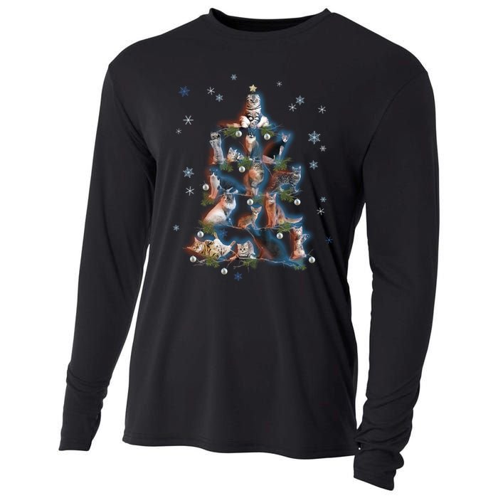 Classic Holiday Cat And Kitten Christmas Ree Cooling Performance Long Sleeve Crew