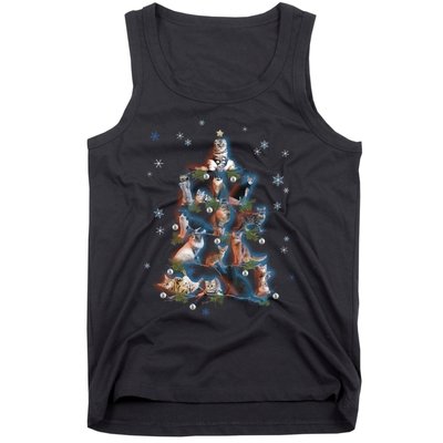 Classic Holiday Cat And Kitten Christmas Ree Tank Top