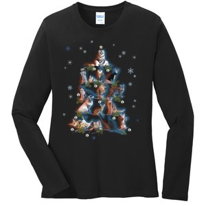 Classic Holiday Cat And Kitten Christmas Ree Ladies Long Sleeve Shirt