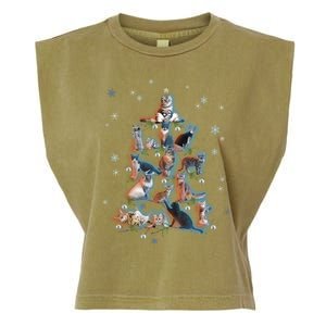 Classic Holiday Cat And Kitten Christmas Ree Garment-Dyed Women's Muscle Tee