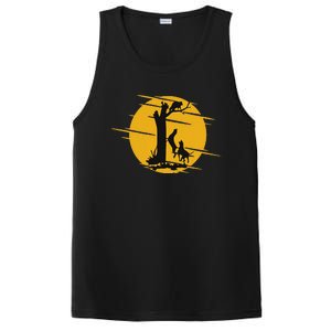 Coon Hound Dog Treeing A Raccoon Howling Fun Coon Hunting PosiCharge Competitor Tank