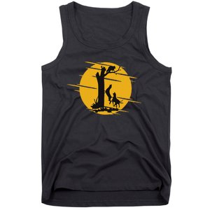 Coon Hound Dog Treeing A Raccoon Howling Fun Coon Hunting Tank Top