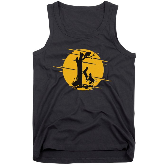 Coon Hound Dog Treeing A Raccoon Howling Fun Coon Hunting Tank Top