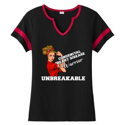 Congenital Heart Disease Warrior Unbreakable Wear Red Day Gift Ladies Halftime Notch Neck Tee