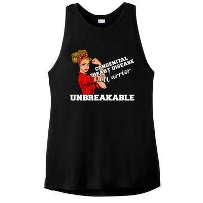 Congenital Heart Disease Warrior Unbreakable Wear Red Day Gift Ladies PosiCharge Tri-Blend Wicking Tank