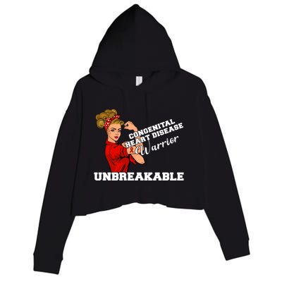 Congenital Heart Disease Warrior Unbreakable Wear Red Day Gift Crop Fleece Hoodie