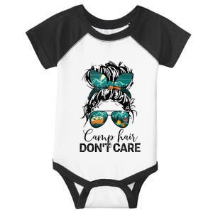 Camp Hair Dont Care Camper Camping Messy Bun Hair Infant Baby Jersey Bodysuit