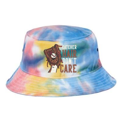 Catcher Hair Don't Care | Funny Softball Catcher Tie Dye Newport Bucket Hat