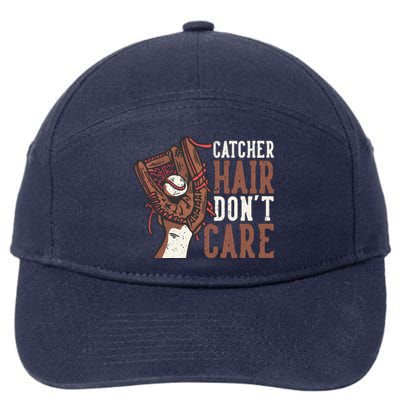 Catcher Hair Don't Care | Funny Softball Catcher 7-Panel Snapback Hat