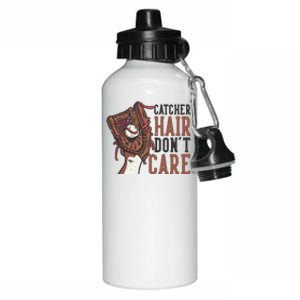 Catcher Hair Don't Care | Funny Softball Catcher Aluminum Water Bottle