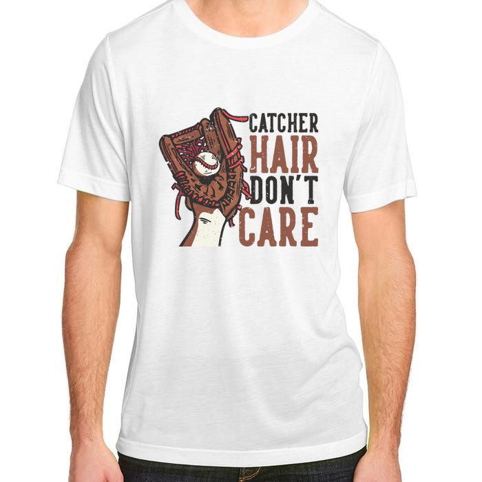 Catcher Hair Don't Care | Funny Softball Catcher Adult ChromaSoft Performance T-Shirt