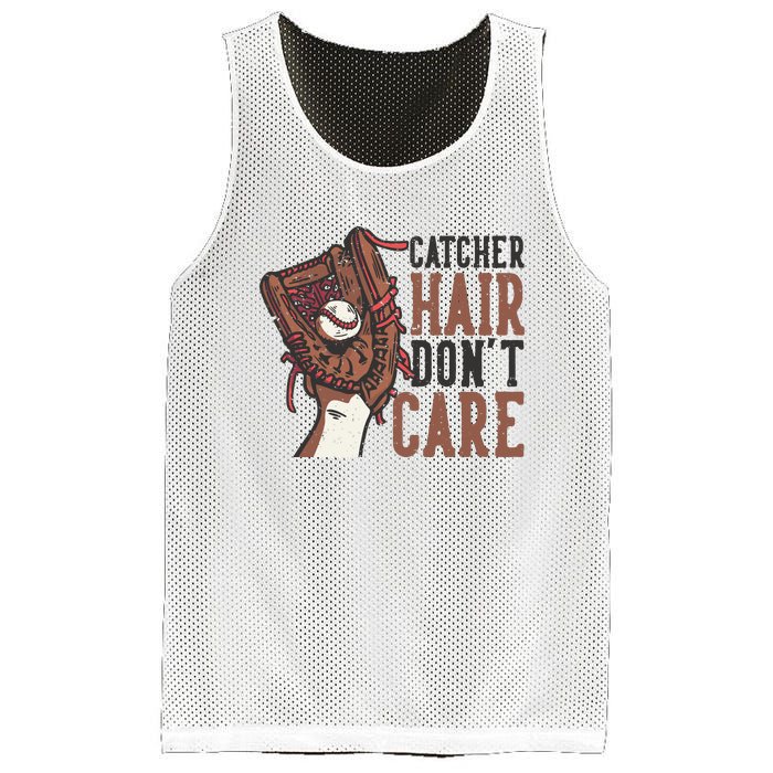 Catcher Hair Don't Care | Funny Softball Catcher Mesh Reversible Basketball Jersey Tank