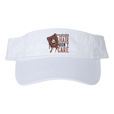 Catcher Hair Don't Care | Funny Softball Catcher Valucap Bio-Washed Visor