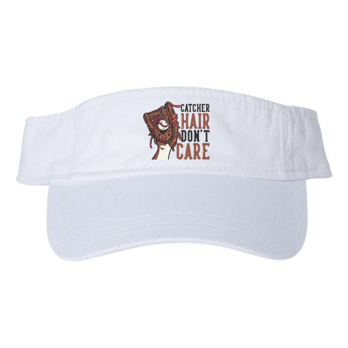 Catcher Hair Don't Care | Funny Softball Catcher Valucap Bio-Washed Visor