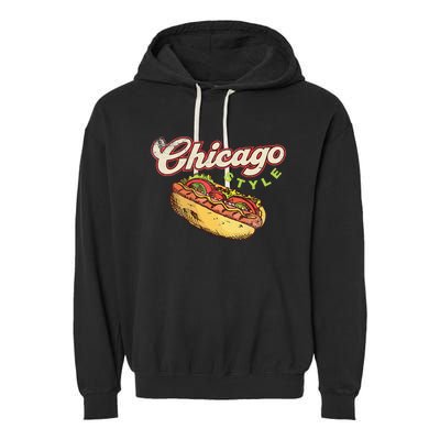 Chicago Hot Dog Hotdog Tourist Summer Souvenir Travel Garment-Dyed Fleece Hoodie