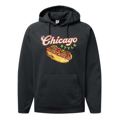 Chicago Hot Dog Hotdog Tourist Summer Souvenir Travel Performance Fleece Hoodie