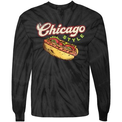 Chicago Hot Dog Hotdog Tourist Summer Souvenir Travel Tie-Dye Long Sleeve Shirt