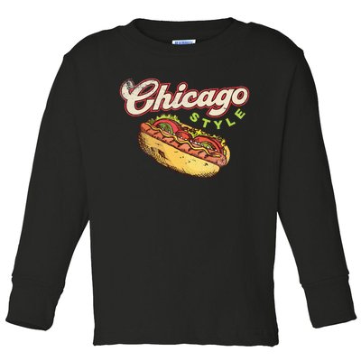 Chicago Hot Dog Hotdog Tourist Summer Souvenir Travel Toddler Long Sleeve Shirt