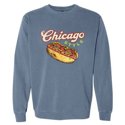 Chicago Hot Dog Hotdog Tourist Summer Souvenir Travel Garment-Dyed Sweatshirt