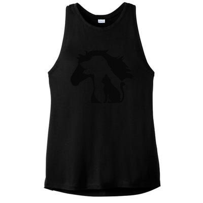 Cute Horse Dog Cat Lover Tee Funny Mothers Day Ladies PosiCharge Tri-Blend Wicking Tank