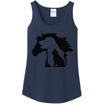 Cute Horse Dog Cat Lover Tee Funny Mothers Day Ladies Essential Tank