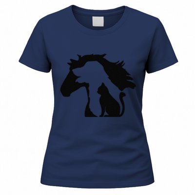 Cute Horse Dog Cat Lover Tee Funny Mothers Day Women's T-Shirt