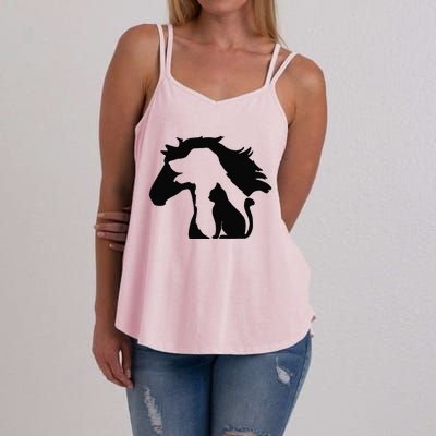 Cute Horse Dog Cat Lover Tee Funny Mothers Day Women's Strappy Tank