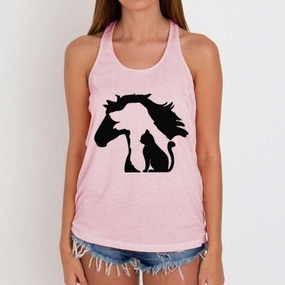 Cute Horse Dog Cat Lover Tee Funny Mothers Day Women's Knotted Racerback Tank