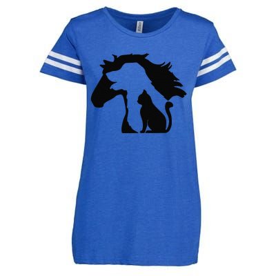 Cute Horse Dog Cat Lover Tee Funny Mothers Day Enza Ladies Jersey Football T-Shirt