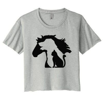 Cute Horse Dog Cat Lover Tee Funny Mothers Day Women's Crop Top Tee